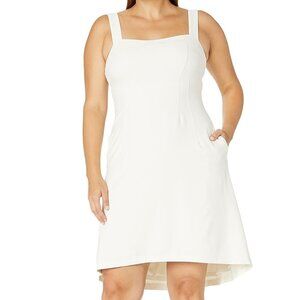 Sleeveless Square neck A-Line Dress with Pockets